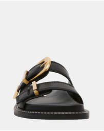 Steve Madden - Arch Black Leather Sandals