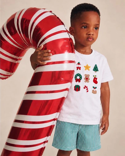 Huxbaby - Mistletoe Stripe Christmas Shorts - Babies-Teens