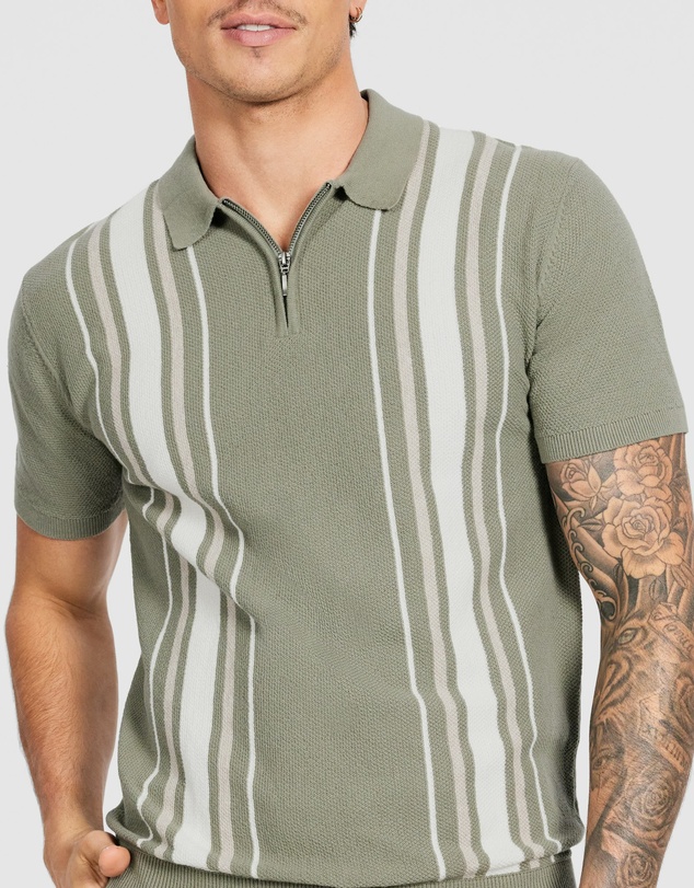 Tarocash - Dane Stripe Knit Polo