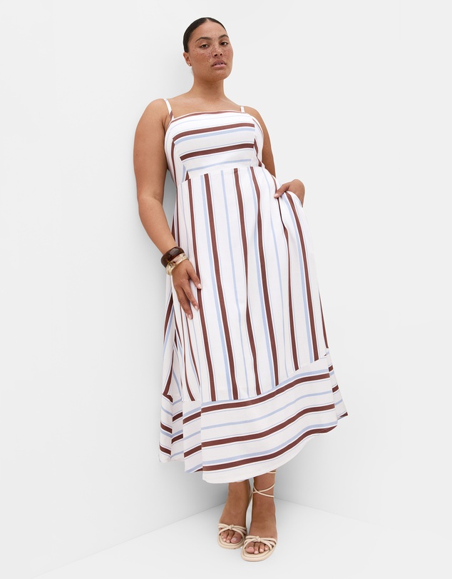 City Chic - Plus size Haven Stripe Maxi Dress - ivory