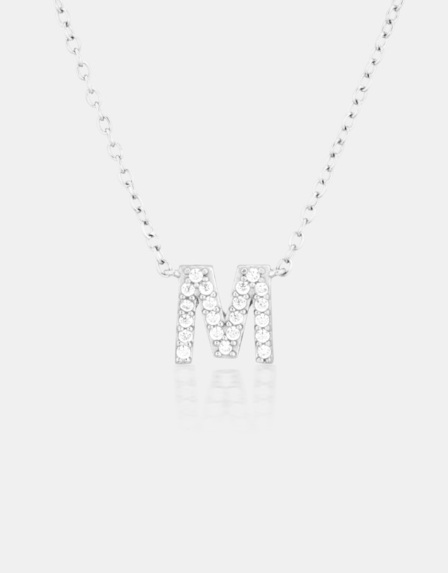 The Silver Collective - A-Z Letter Necklace Silver - M