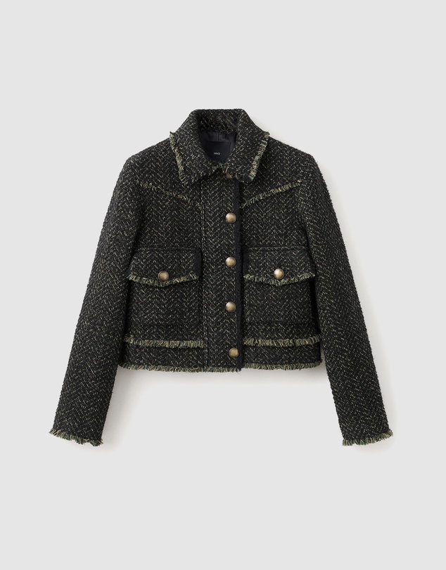 M.N.G - Tweed Jacket With Lapel Collar