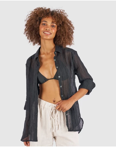 CAMIXA - Crinkle Oversized Linen Shirt