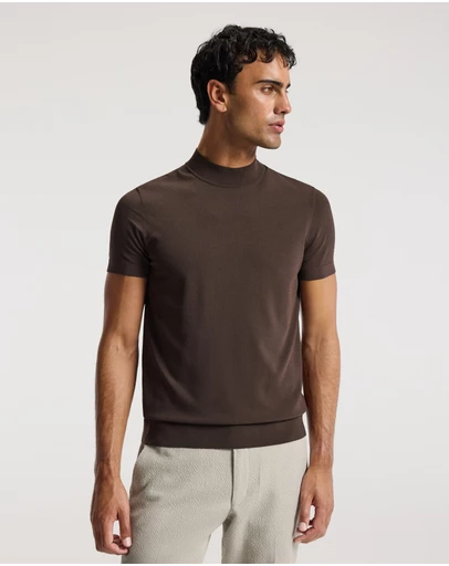 Calibre - Slim Tech Knit T-shirt Mocha