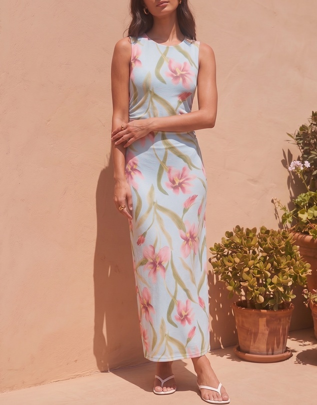 Atmos&Here - Priya Sleeveless Mesh Maxi Dress
