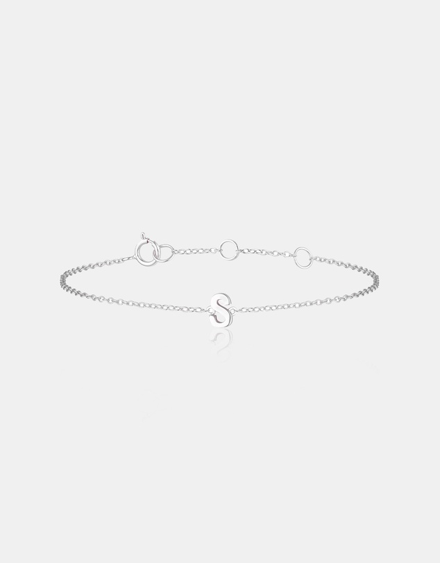 The Silver Collective - Children's A-Z Letter Bracelet - S