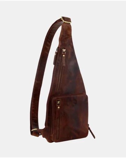 Pierre Cardin - Pierre Cardin Rustic Leather Sling Bag
