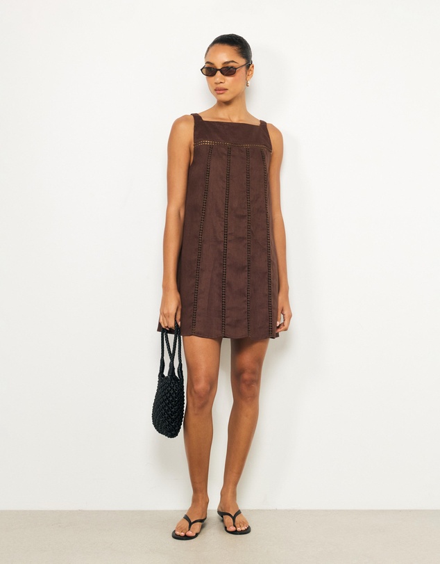 AERE - Tali Panelled Linen Mini Shift Dress