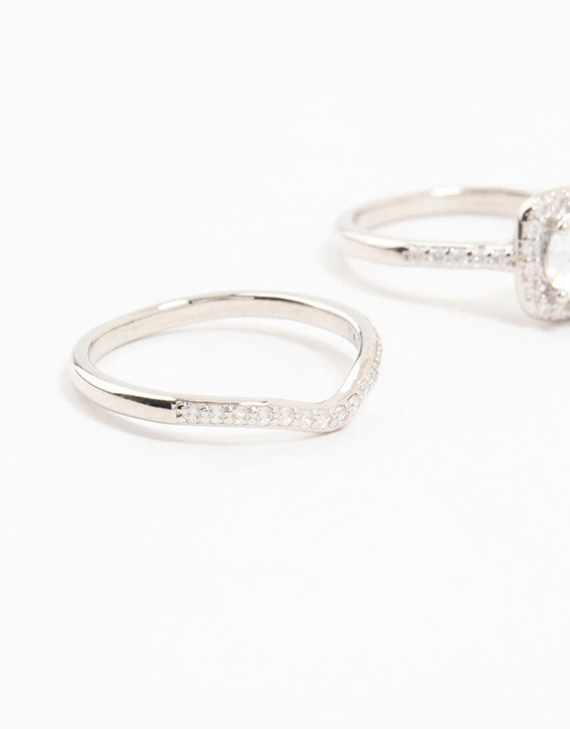 Lovisa - Silver Pointed & Halo Ring Pack