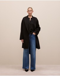 Trenery - Double Faced Wool Wrap Coat in Black