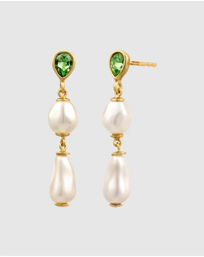 Elli Jewelry - Pearl Teardrop Stud Earrings in Gold-Plated 925 Silver