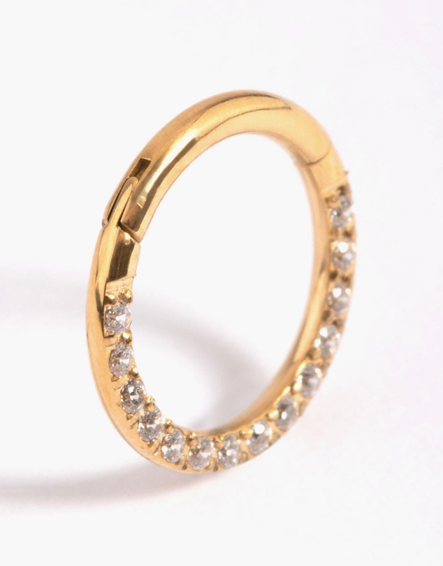Lovisa - Gold Plated Titanium Cubic Zirconia Clicker Ring