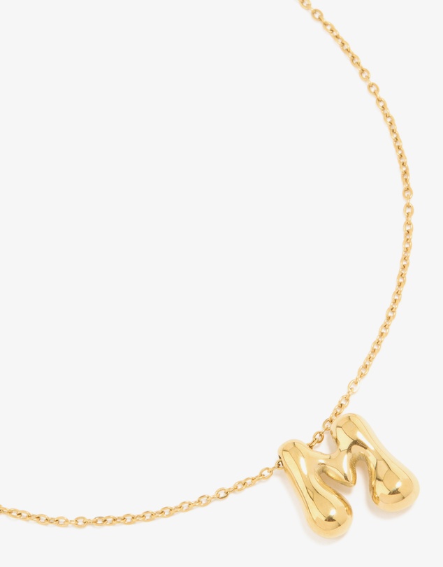 Lovisa - Waterproof Gold Plated Stainless Steel Large Bubble Letter M Necklace