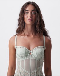 Bras N Things - Bethany Balconette Bodysuit - Light Green