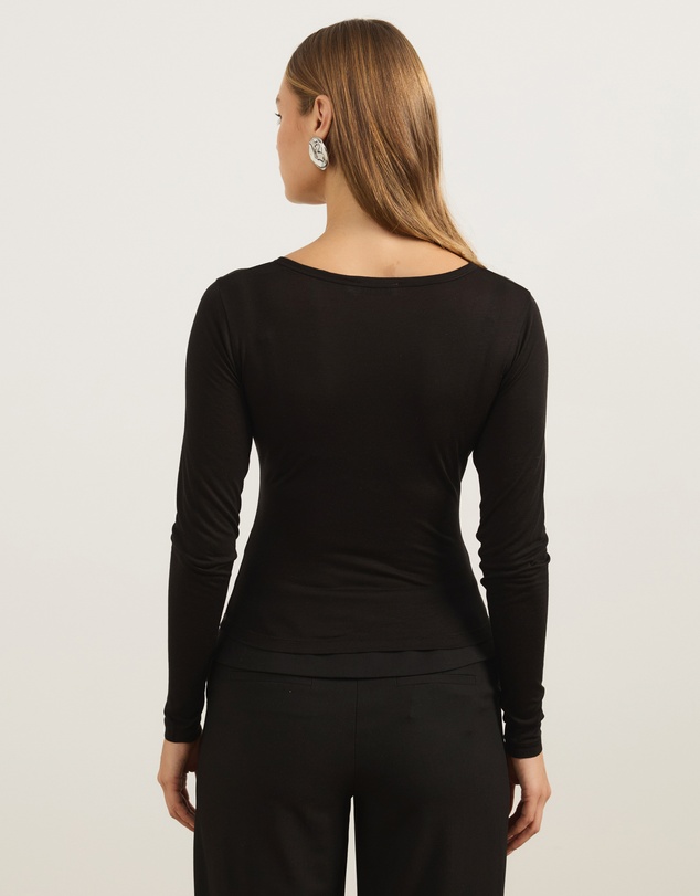 Atmos&Here - Wool Blend Henley Long Sleeve Top