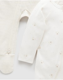 Purebaby - 2 Pack Zip Growsuit-Babies