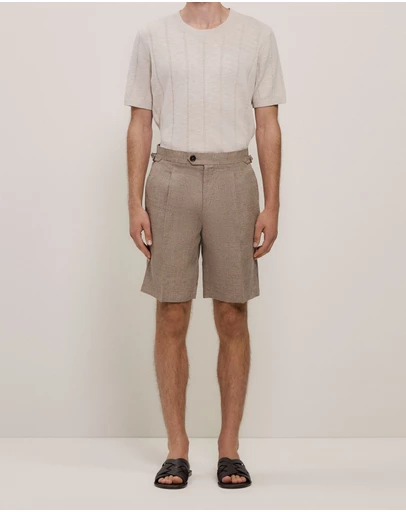 Trenery - Yarn Dyed Linen Tailored Short in Otter