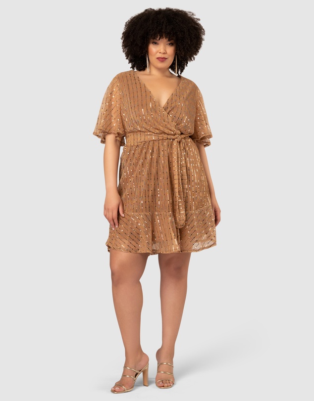 Pink Dusk by Curve Project - Glow Frill Hem Mini Dress