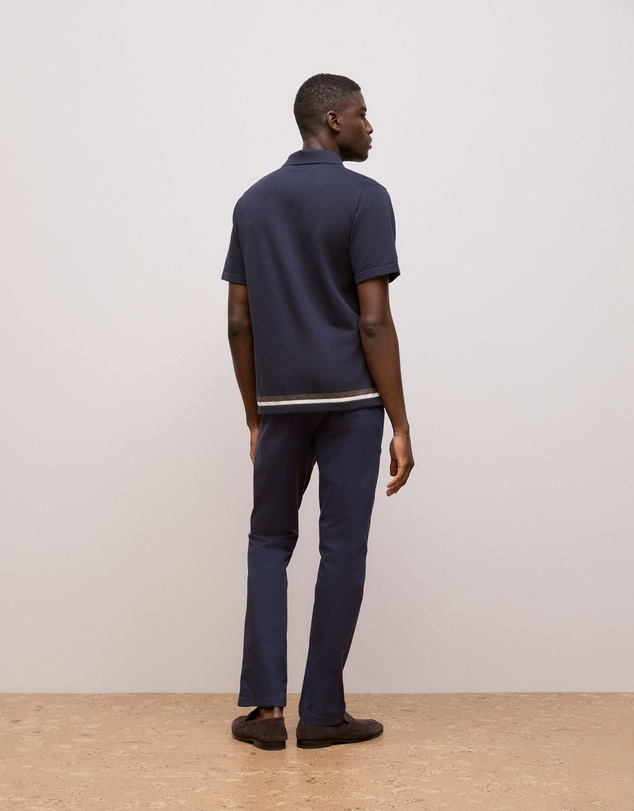 Trenery - Cotton Silk Graphic Knit Shirt in Navy