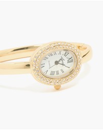 Lovisa - Gold Diamante Oval Bangle Watch