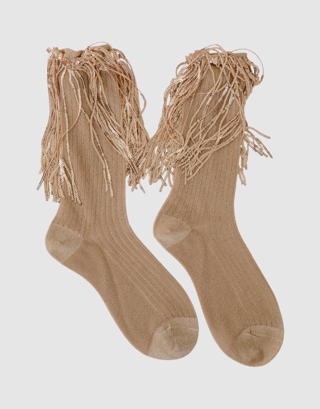 High Heel Jungle - Stevie Metallic Lurex Socks With Glitter Fringe