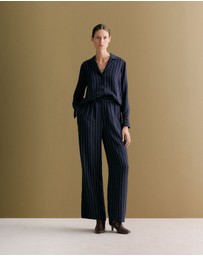 Trenery - Rope Stripe Pull On Pant in Navy