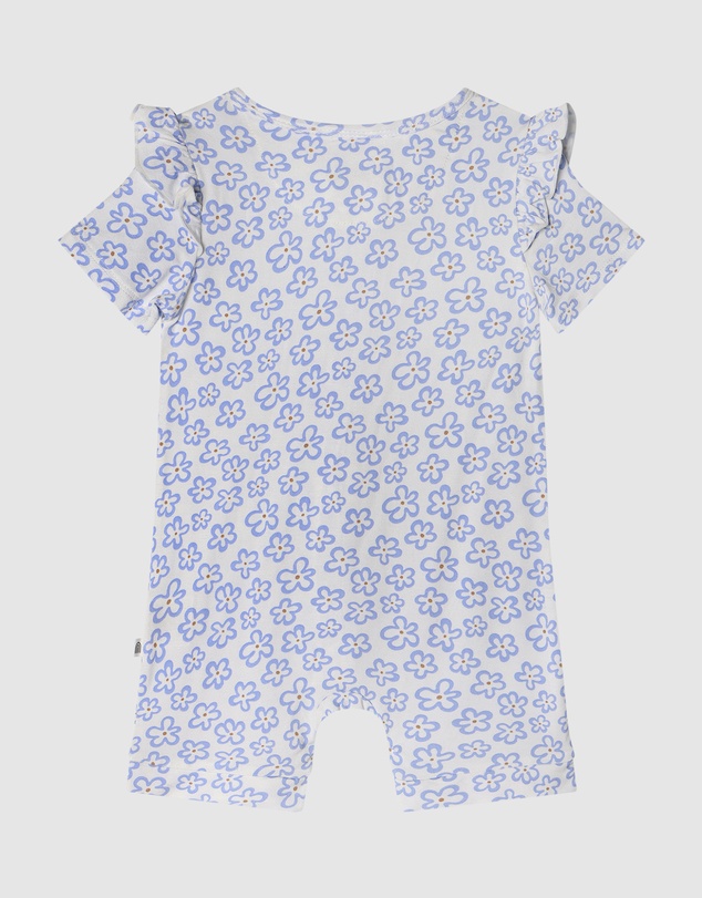 Kynd Baby - Frill Short Sleeve Onesie in Hibiscus Blue