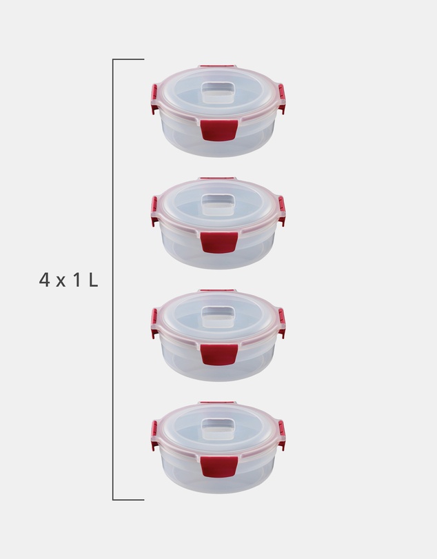Joseph Joseph - Nest™ Lock 4-piece Round Storage Container Set (Red)