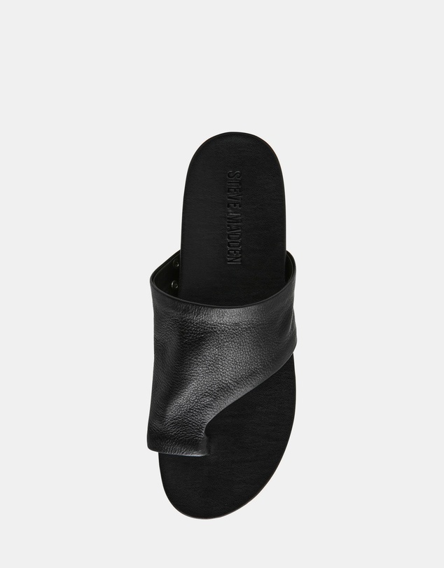 Steve Madden - Kessey Black Leather Sandals