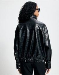Lover - Lenore Funnel Croc Leather Look Bomber