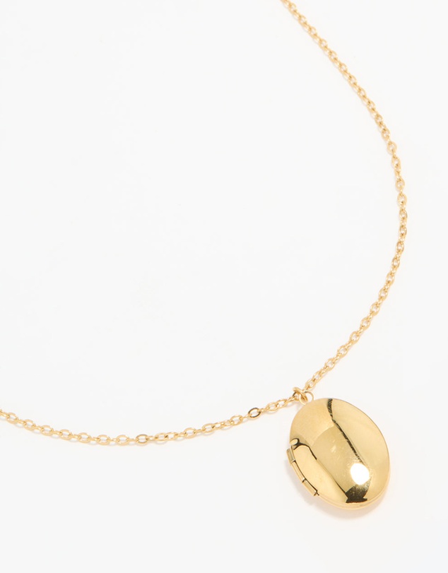 Lovisa - Waterproof Gold Plated Stainless Steel Oval Locket Short Necklace