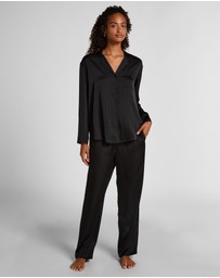 Hunkemoller - LS Satin Pinstripe PJ Set