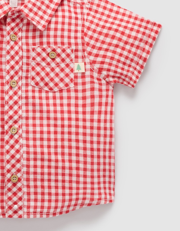 Purebaby - Christmas Linen Blend Shirt -Kids-Babies