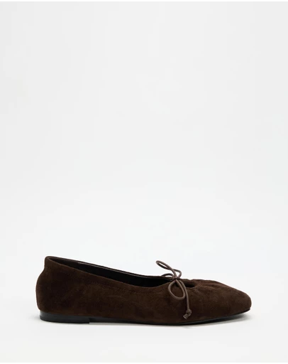 AERE - Cut Out Suede Ballet Flats - Women's