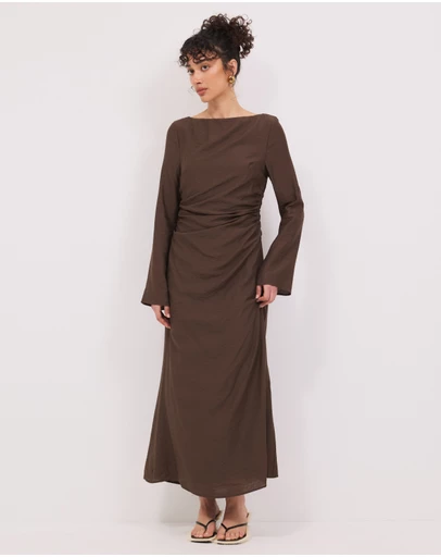Calli - Lydia LS Ruched Midi Dress