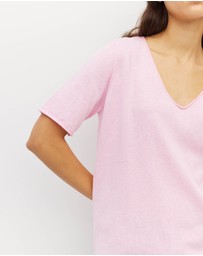 JH Lounge - JHL V-Neck T (Fine Cotton Cashmere) Candy Marle