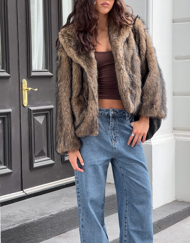 Beginning Boutique - It Girl Chocolate Faux Fur Jacket