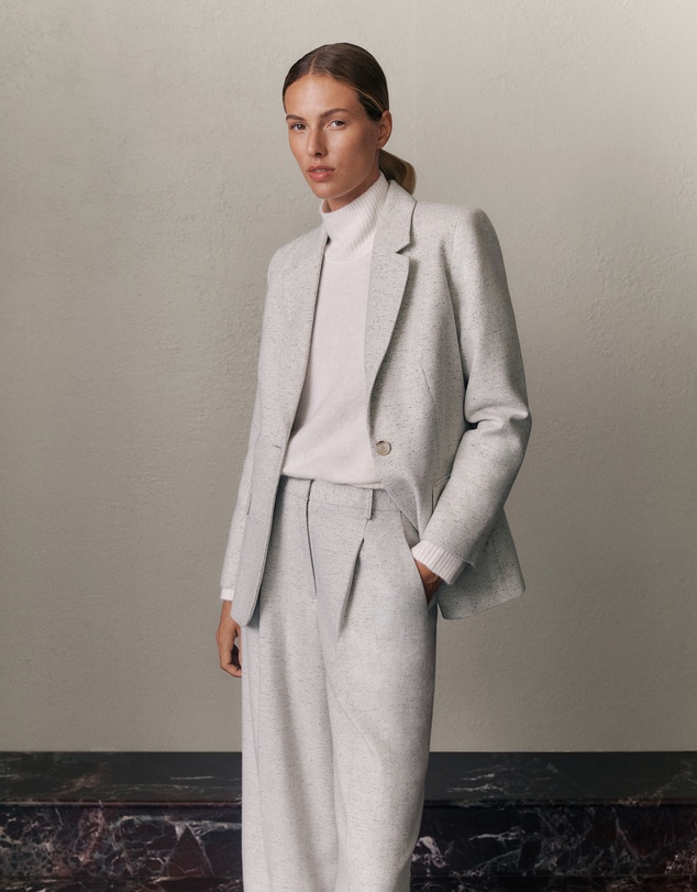 Trenery - Italian Wool Blend Single Breasted Blazer in Light Grey Marle