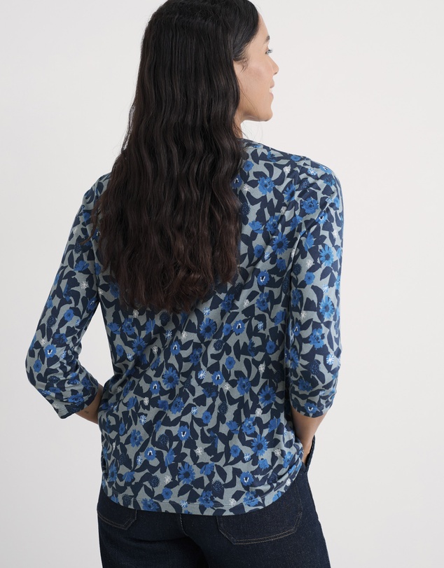 Seasalt - Seasalt Cornwall Blue Barnoon 3/4 Sleeve Jersey Top