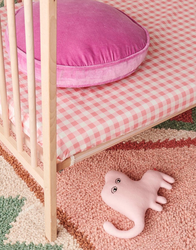 Kip&Co - Gingham Candy Organic Cotton Fitted Sheet Cot - Babies