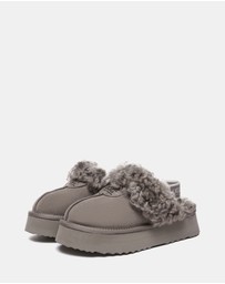 EVERAU - Australian Shepherd Ugg Waffle Curly Platform Cow Suede Upper House Shoes