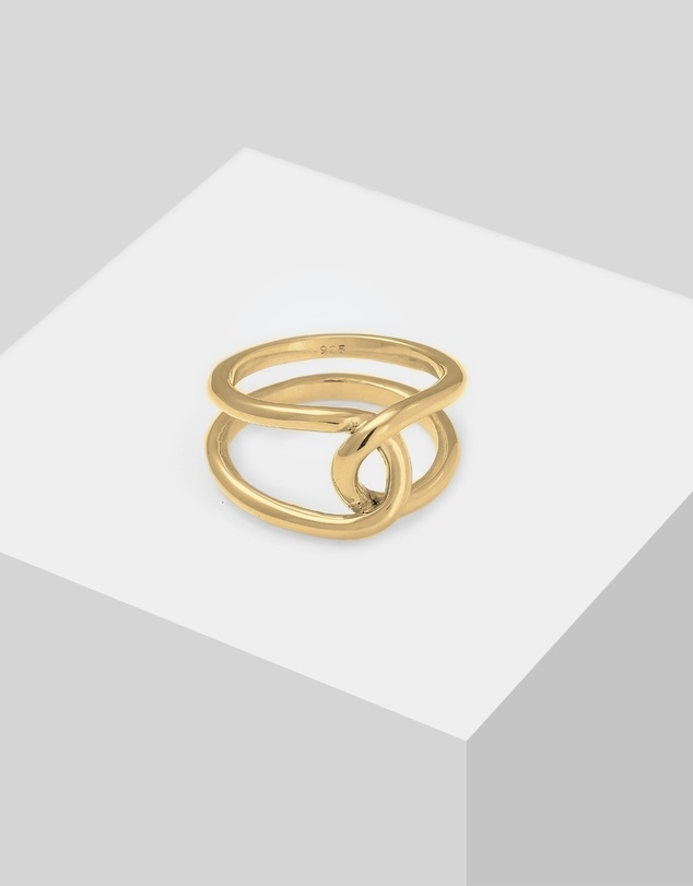 Elli Jewelry - Ring Organic Elegant in 925 Sterling Silver Gold Plated