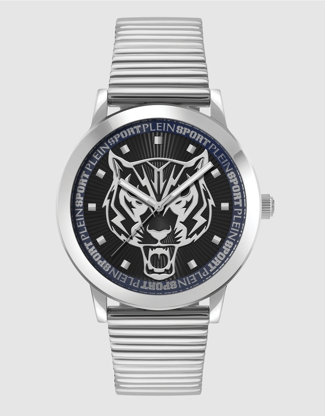 Plein Sport - PLEIN IRON TIGER 44mm White Silver dial and Silver-tone bracelet