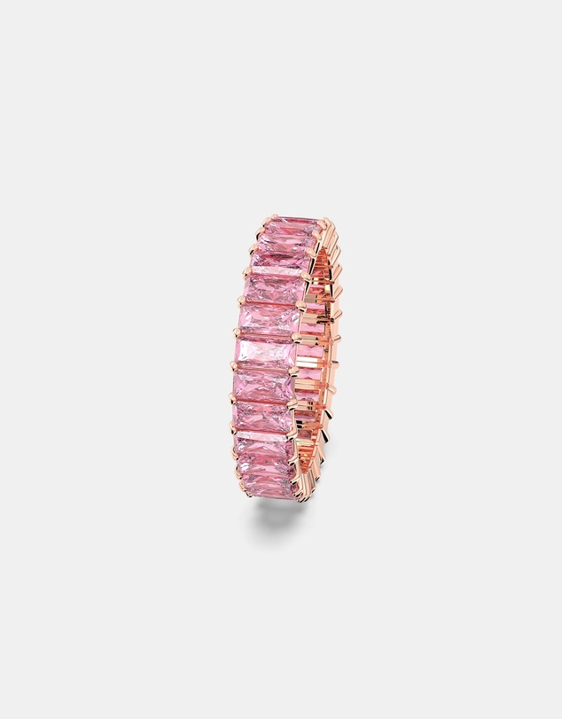 Swarovski - Matrix ring, Baguette cut, Pink, 18K rose gold finish