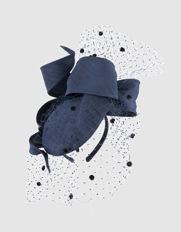 Max Alexander - Navy Pillbox with Veil Fascinator