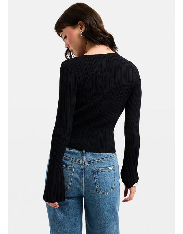 Subtitled - Holland Boat Neck Long Sleeve Knit Top