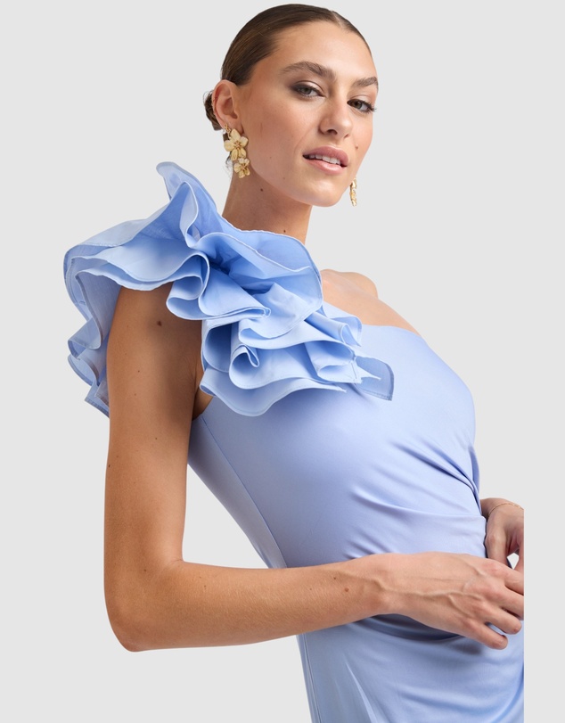 Honey and Beau - Lorena One Shoulder Ruffle Dress