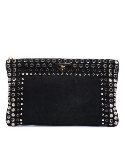 Pre-Loved by Azura Reborn - Pre-Loved Canvas Canapa Studded Vernice Clutch