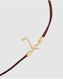 Elli Jewelry - Necklace Choker Bead Trend with imitation leather in 925 sterling silver gold plated