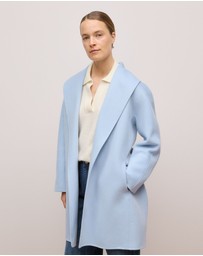 Trenery - Double Faced Wool Wrap Coat in Mist Blue
